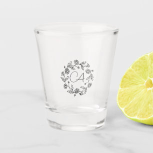 Classy retirement modern flower black shot glass