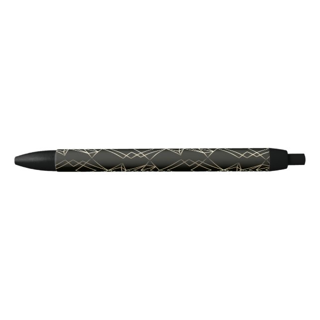 Classy Retro Design in Black and Gold  Black Ink Pen (Front)