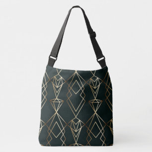 Classy Retro Design in Black and Gold  Crossbody Bag