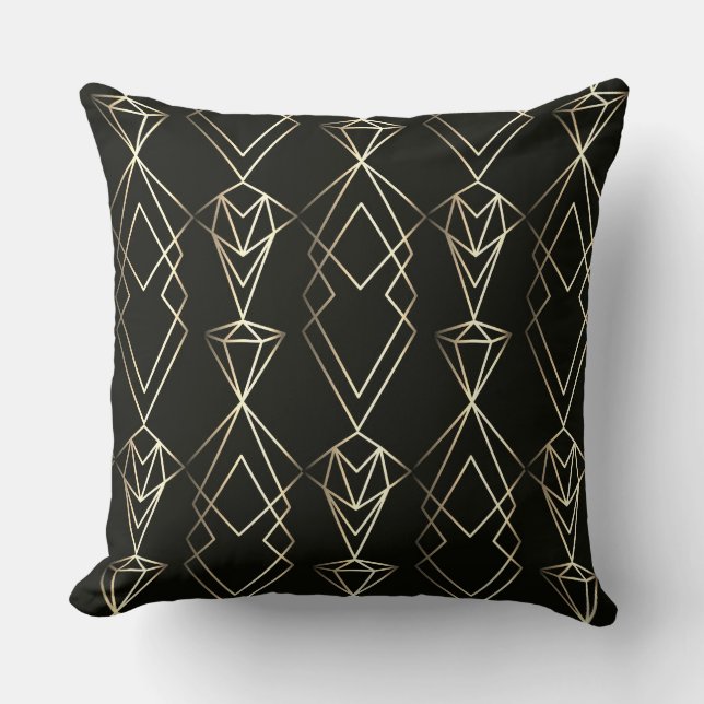 Classy Retro Design in Black and Gold  Cushion (Front)