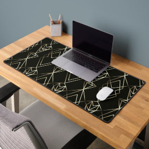Classy Retro Design in Black and Gold Desk Mat