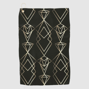 Classy Retro Design in Black and Gold  Golf Towel