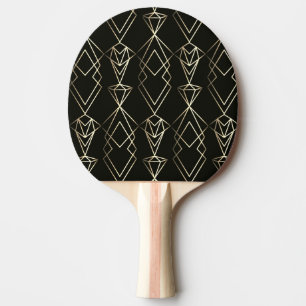 Classy Retro Design in Black and Gold Ping Pong Paddle