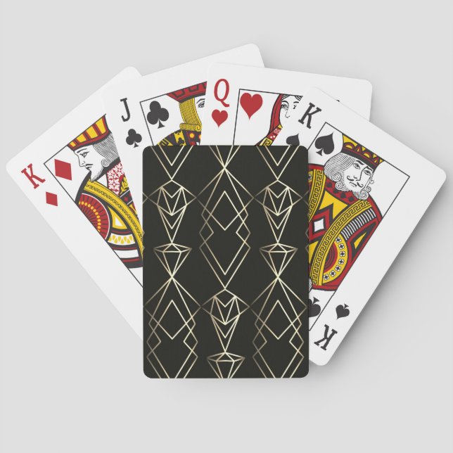 Classy Retro Design in Black and Gold  Playing Cards (Back)