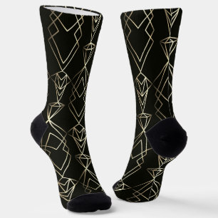Classy Retro Design in Black and Gold Socks