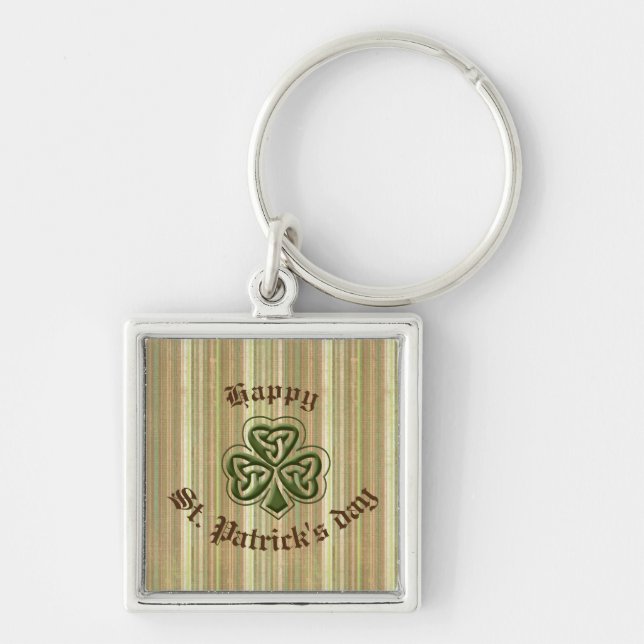 Classy retro Irish lucky shamrock Key Ring (Front)