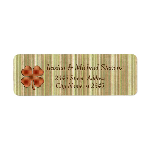 Classy retro Irish lucky shamrock Return Address Label (Front)