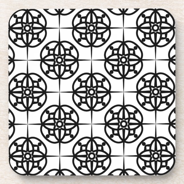 Classy Retro Vibe Geometric Pattern Coaster (Front)