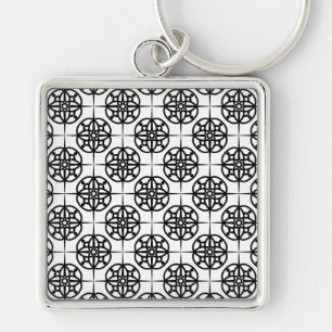 Classy Retro Vibe Geometric Pattern Key Ring
