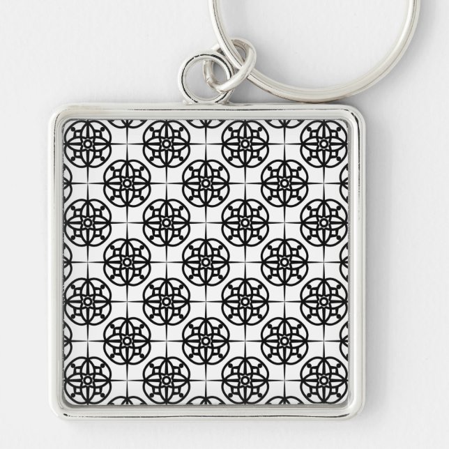 Classy Retro Vibe Geometric Pattern Key Ring (Front)