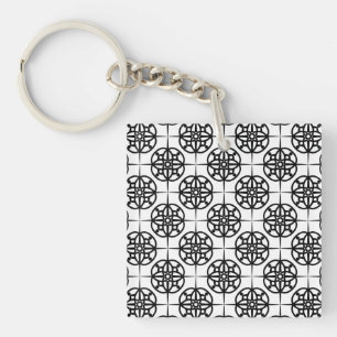 Classy Retro Vibe Geometric Pattern Key Ring