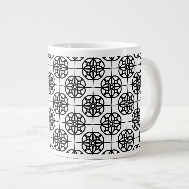 Classy Retro Vibe Geometric Pattern Large Coffee Mug (Front Right)