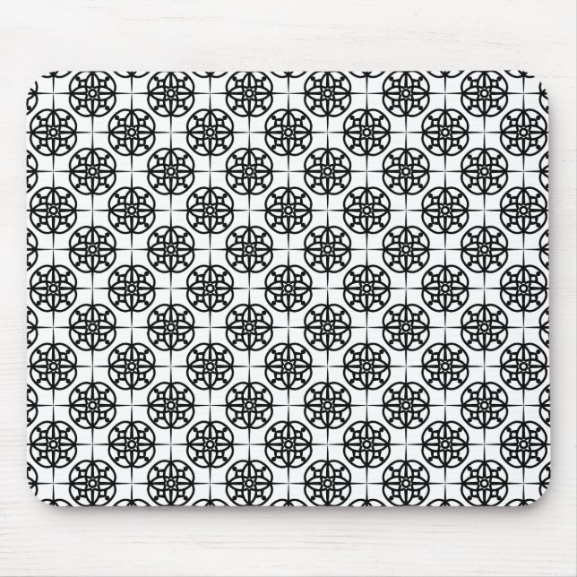 Classy Retro Vibe Geometric Pattern Mouse Pad (Front)