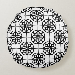 Classy Retro Vibe Geometric Pattern Round Cushion