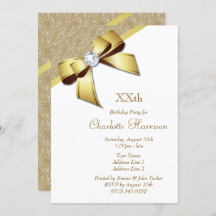 Classy Romantic Gold & White Birthday Party Invitation