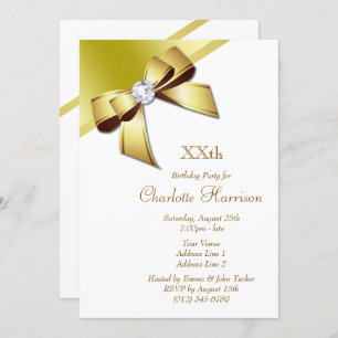 Classy Romantic White & Gold Birthday Party Invitation