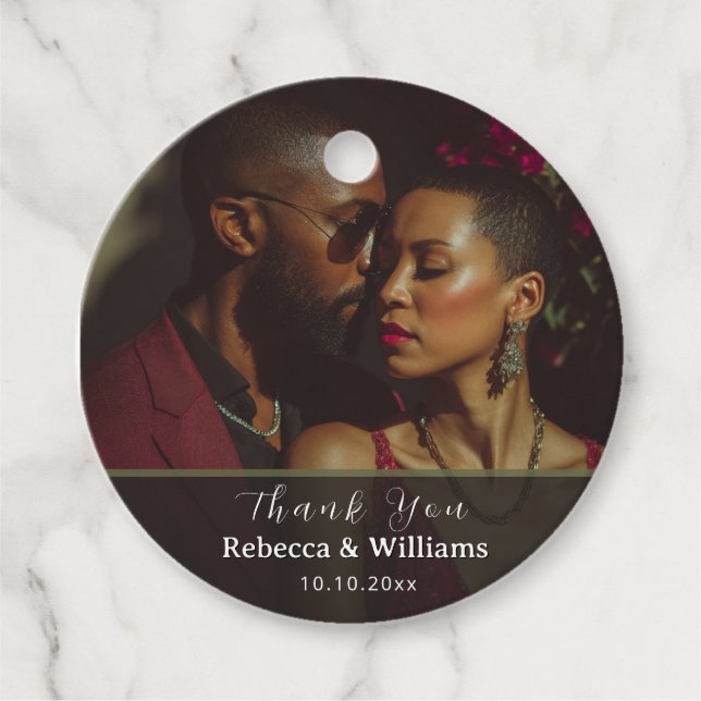 Classy Rose Flower Greenery Wedding Favour Tag (Front)