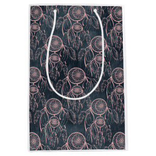 Classy Rose Gold dreamcatcher Grey Pattern Medium Gift Bag