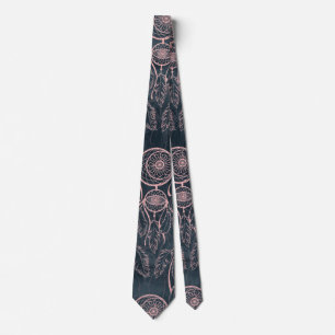 Classy Rose Gold dreamcatcher Grey Pattern Tie