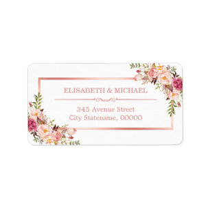 Classy Rose Gold Frame Elegant Floral Decor Label