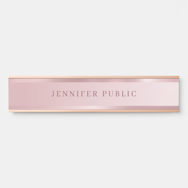 Classy Rose Gold Modern Simple Elegant Template Door Sign (Front)