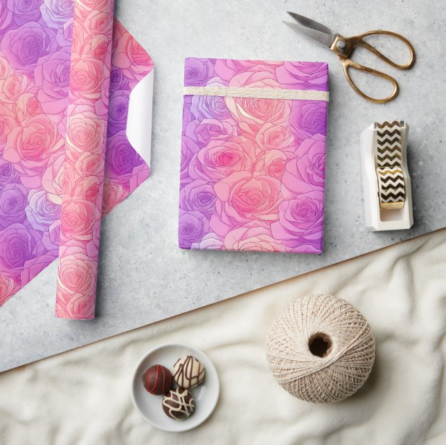Classy Rose Greenery Wrapping Paper (Crafts)