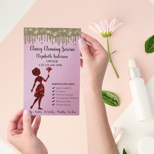 Classy Rose Logo Maid Cleaning Services Modern  Flyer (Creator Uploaded)