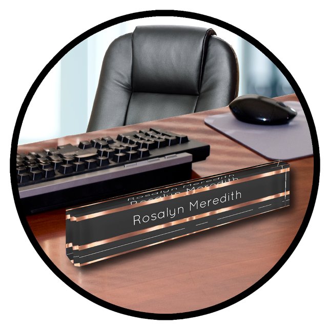Classy Rose Monogram Executive Desk Design Nameplate (Creator Uploaded)