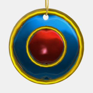 CLASSY RUBY AND SAPPHIRE  GEM STONES CERAMIC ORNAMENT