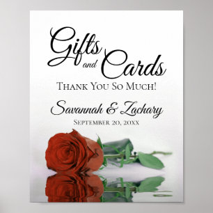 Classy Rust Orange Rose Gifts & Cards Wedding Sign