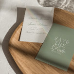 Classy Sage Green Boho Old Money Wedding Save The Date<br><div class="desc">This modern & retro funky minimalist Wedding sage green and white Save The Date Template is great for you. If you are looking for a pretty, elegant and easy to customize greenery Wedding Save The Date Template .A very elegant simple white script wedding save the date on white background on...</div>