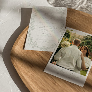 Classy Sage Green Old Money Editable Wedding Invitation