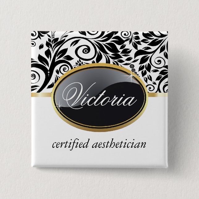 Classy Salon Name Tag 15 Cm Square Badge (Front)
