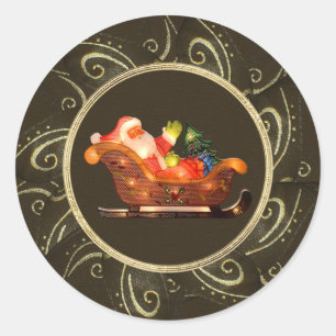Classy Santa in Sleigh with Lights Stickers
