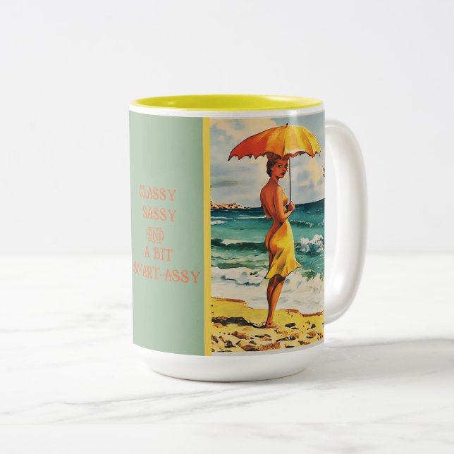 CLASSY SASSY AND A BIT SMART-ASSY Two-Tone COFFEE MUG (Front Right)