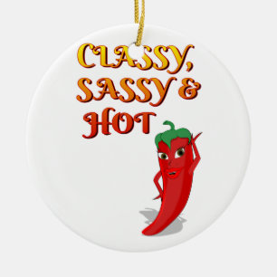 Classy Sassy And Hot Pepper Diva Ceramic Ornament
