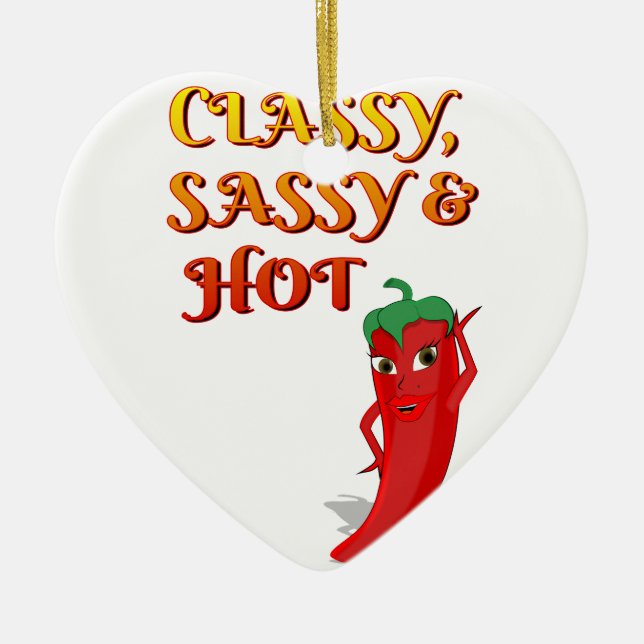 Classy Sassy And Hot Pepper Diva Ceramic Ornament (Front)