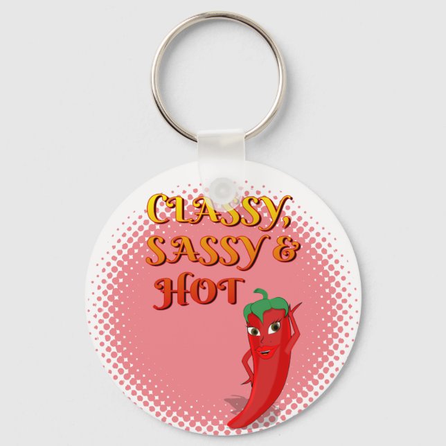 Classy Sassy And Hot Pepper Diva Pink Key Ring (Front)