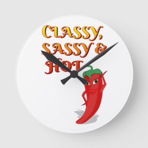 Classy Sassy And Hot Pepper Diva Round Clock