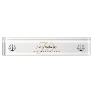 Classy Scales of Justice Black Nameplate