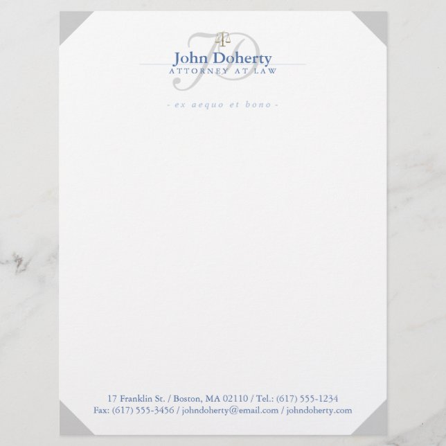 Classy Scales of Justice | Blue Letterhead Design (Front)