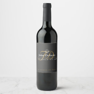 Classy Scales of Justice Gold Initials Wine Label