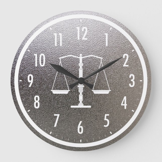 Classy Scales of Justice | Graphic Metallic Large Clock (Front)