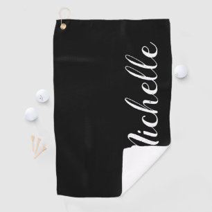 Classy Script Black and White Personalised Womens Golf Towel