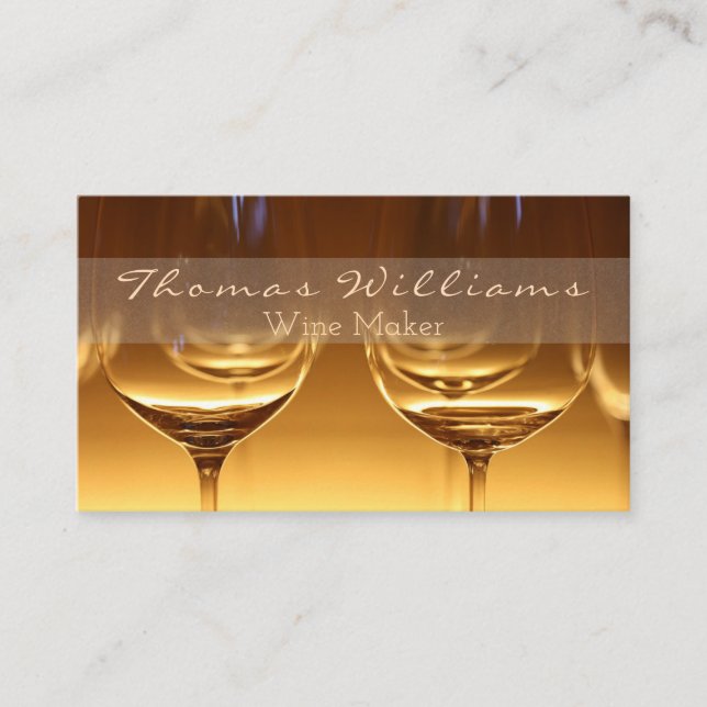 Classy Script Gold Winery Glasses Wine Maker  Business Card (Front)
