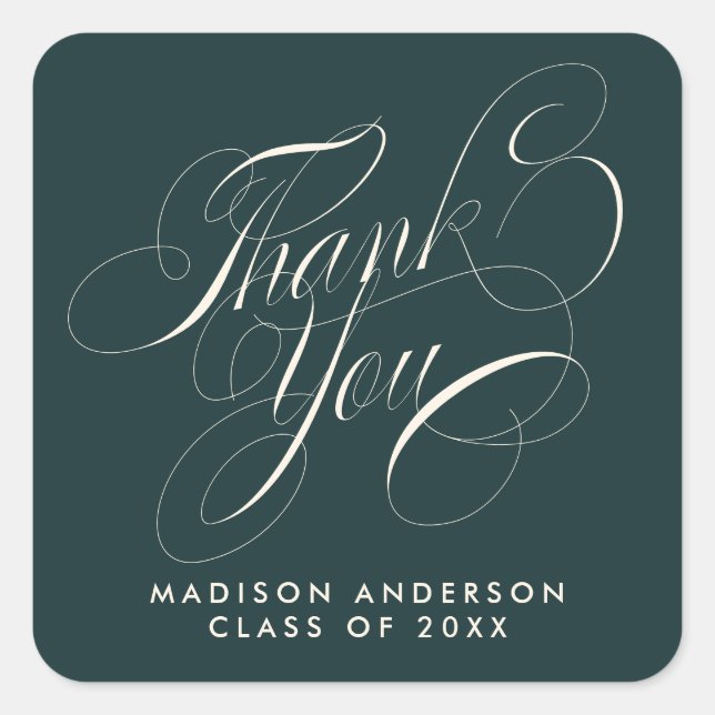 Classy Script Grad Party Thank You Envelope Seal (Front)