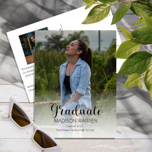 Classy Script Graduate Two Photo Graduation Postca Postcard