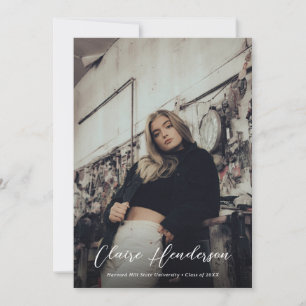 Classy Script Mustard Photo Collage Graduation Announcement