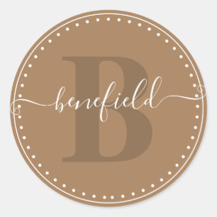 Classy Script Name with Intial Classic Round Sticker