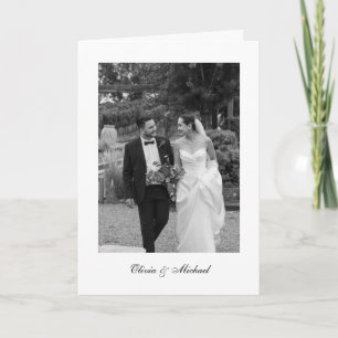 Classy Script Photo Folded Wedding Thank You Card